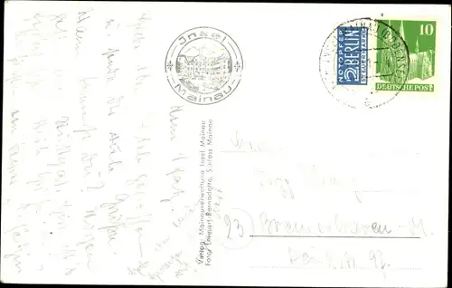 Ak Insel Mainau im Bodensee, Rosengarten mit Schloss