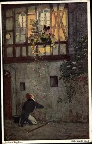 Künstler Ak Skarbina, Helmut, Liebe macht blind