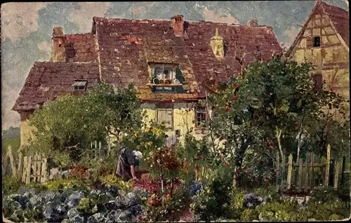 Künstler Ak Thamm, Adolf, Schwäbischer Bauerngarten