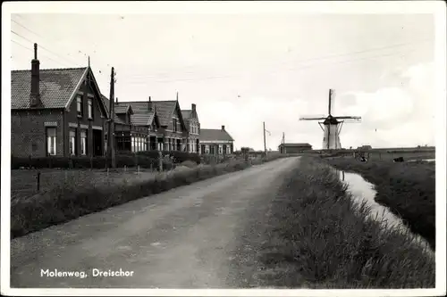 Ak Dreischor Zeeland, Molenweg, Molen