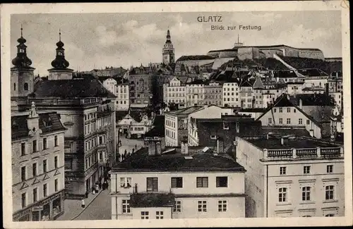 Ak Kłodzko Glatz Schlesien, Blick zur Festung