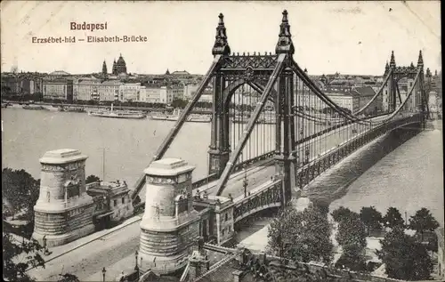 Ak Budapest Ungarn, Elisabeth-Brücke
