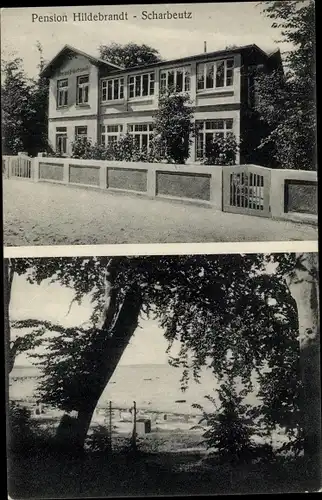 Ak Scharbeutz in Ostholstein, Pension Hildebrandt, Strand
