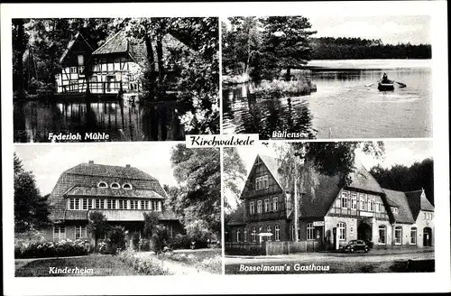 Ak Kirchwalsede in Niedersachsen, Federloh Mühle, Kinderheim, Bosselmann's Gasthaus, Bullensee