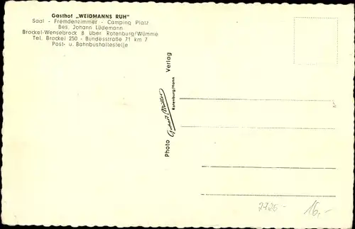 Ak Wensebrock Brockel in Niedersachsen, Gasthof Weidmanns Ruh