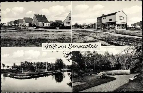 Ak Bremervörde in Niedersachsen, Siedlung, Geschäft, Park, See