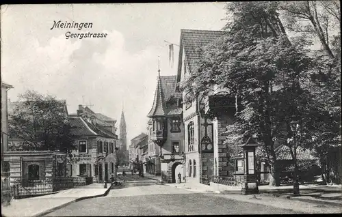 Ak Meiningen in Thüringen, Georgstraße, Blick zur Kirche