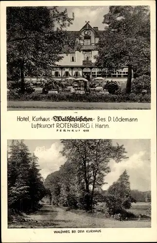 Ak Rotenburg an der Wümme, Hotel Waldschlößchen, Waldweg