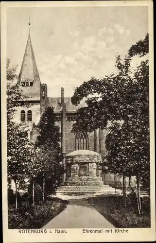 Ak Rotenburg an der Wümme, Kirche, Ehrenmal