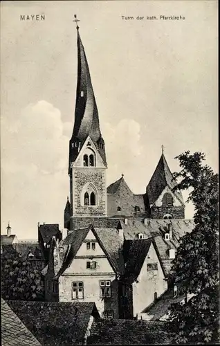 Ak Mayen in der Eifel, Turm der kathol. Pfarrkirche