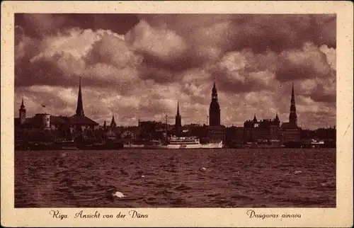 Ak Riga Lettland, Ansicht von der Düna