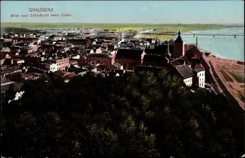 Ak Grudziądz Graudenz Westpreußen, Blick vom Schlossturm nach Süden