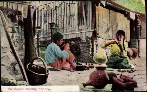 Ak Mexicans making pottery, Mexikaner