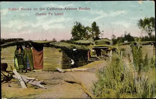 Ak Arizona USA, Indian House on the California Arizona Border, Santa Fe Line