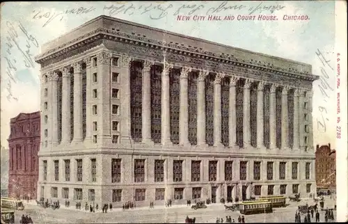 Ak Chicago Illinois USA, New City Hall and Court House