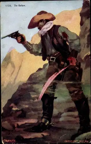 Künstler Ak Schultz, The Outlaw, Cowboy mit Pistole