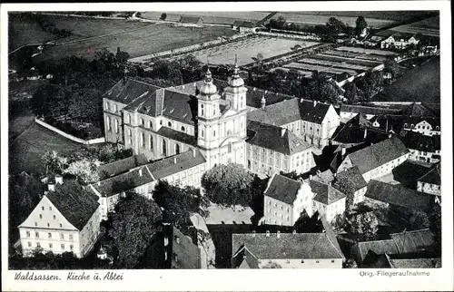 Ak Waldsassen in der Oberpfalz, Kirche, Abtei, Luftaufnahme