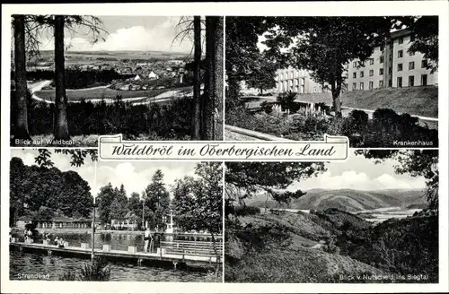 Ak Waldbröl im Oberbergischen Land, Strandbad, Krankenhaus, Siegtal