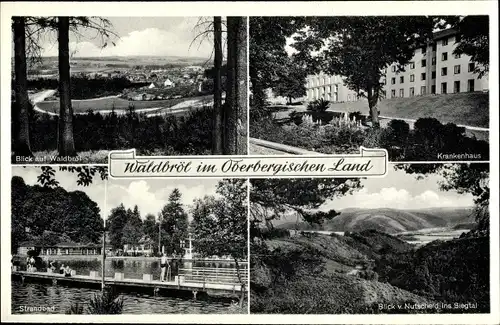 Ak Waldbröl Nordrhein Westfalen, Strandbad, Krankenhaus, Siegtal