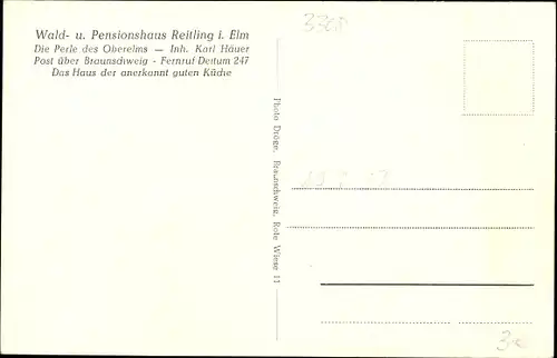 Ak Reitling im Elm Erkerode Niedersachsen, Wald- und Pensionshaus, Terrasse