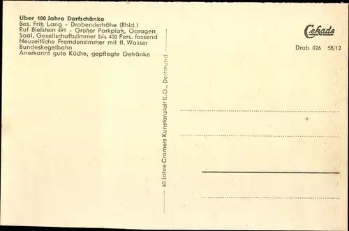 Ak Drabenderhöhe Wiehl im Oberbergischen Kreis, Dorfschänke, Außenansicht