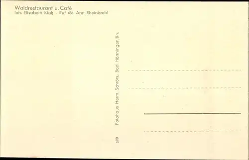 Ak Bad Hönningen am Rhein, Waldrestaurant und Cafe Haus Waldesruh, Essraum