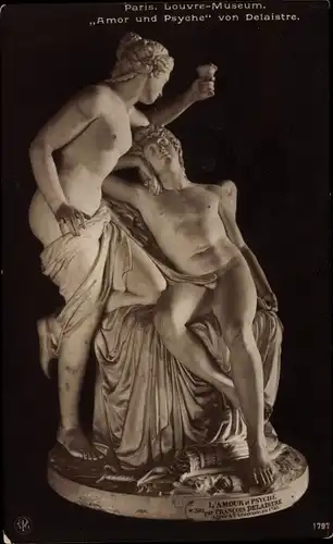 Ak Plastik von Delaistre, Amor und Psyche