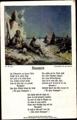 Lied Ak Broch, A., Annemarie, Soldaten im Feld, I. WK