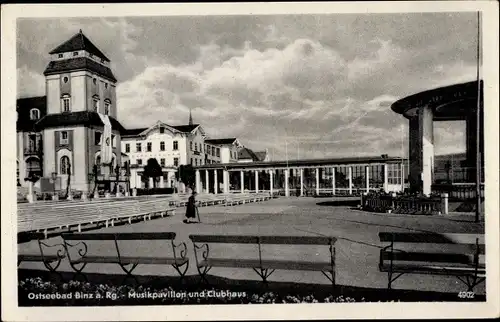 Ak Binz Rügen, Musikpavillon, Klubhaus, Bänke