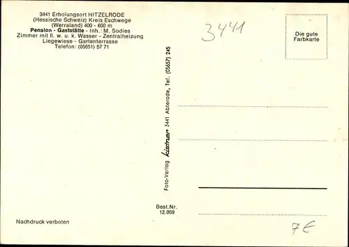 Ak Hitzelrode Meinhard im Werra Meißner Kreis, Pension Brill, Inh. M. Sodies