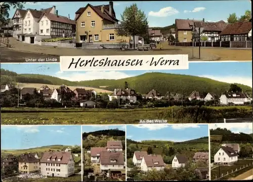 Ak Herleshausen an der Werra, Unter der Linde, am Weinberg, Teilansichten, Total