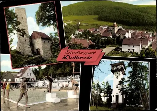 Ak Datterode Ringgau in Hessen, Boyneburg, Teilansicht, Schwimmbad, Berliner Turm, Hessenschänke