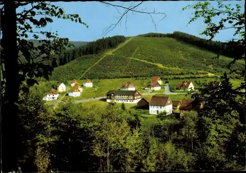 Ak Riefensbeek Kamschlacken Osterode am Harz, Durchblick zum Ort