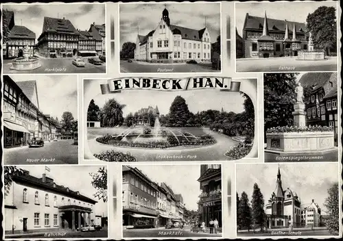 Ak Einbeck in Niedersachsen, Marktplatz, Postamt, Rathaus, Goethe Schule