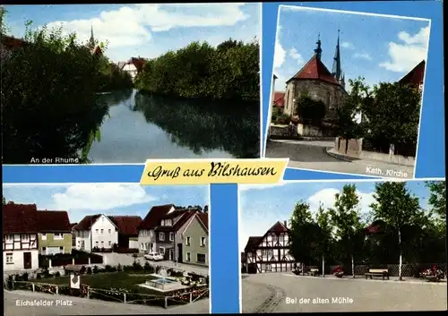 Ak Bilshausen im Eichsfeld Niedersachsen, an der Rhume, Kirche, alte Mühle, Eichsfelder Platz