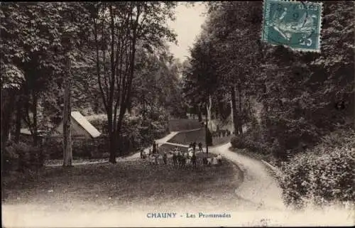 Ak Chauny Aisne, Les Promenades