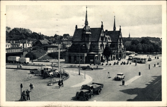 Ak Flensburg in Schleswig Holstein, ZOB, Blick zum Omnibus