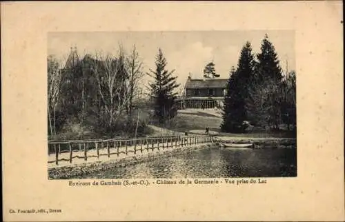 Ak Gambais Yvelines, Chateau de la Germanie, Vue prise du Lac