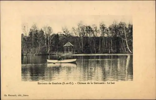 Ak Gambais Yvelines, Chateau de la Germanie, Le Lac, Ruderpartie