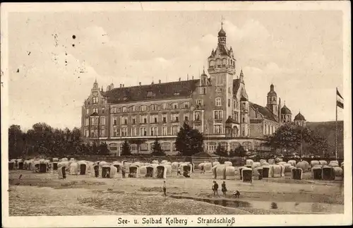 Ak Kołobrzeg Kolberg Pommern, Strandschloss