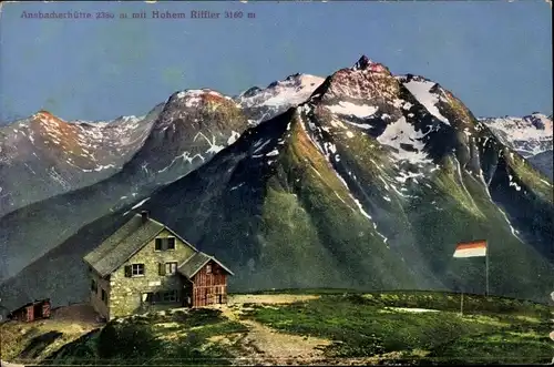 Ak Flirsch Tirol Österreich, Ansbacherhütte, Hoher Riffler