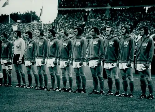 Foto Fußballnationalmannschaft der DDR, Sparwasser, Lauck, Wätzlich, Hoffmann