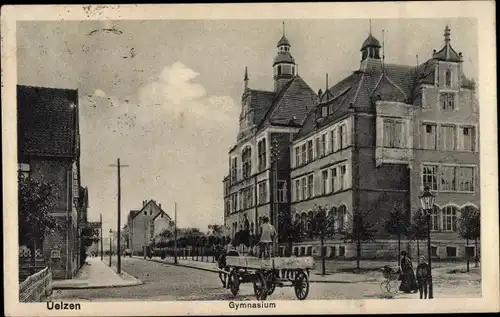 Ak Uelzen in Niedersachsen, Gymnasium, Straßenpartie