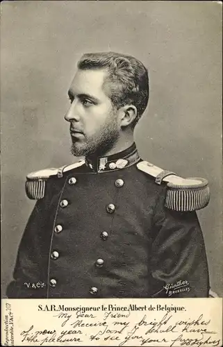 Ak Albert I, König von Belgien, Portrait in Uniform