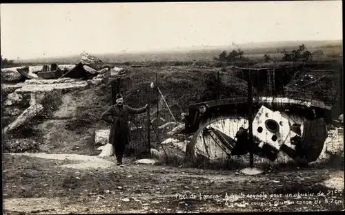 Ak Fort Loncin Wallonien Lüttich, Belgischer Soldat, Haubitze, Kanone, obusier, canon, I. WK