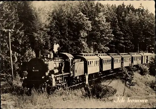 Ak Deutsche Eisenbahn, Ich komme, Dampflok, Tender 38 1592