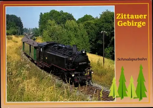 Ak Zittauer Gebirge, Schmalspurbahn, Deutsche Eisenbahn, Dampflok, 039 129 6