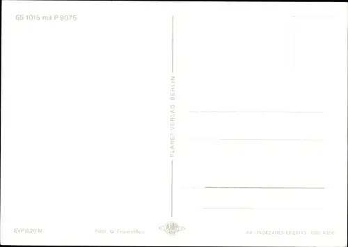 Ak Deutsche Eisenbahn, Dampflok, 65 1015 mit P 9075