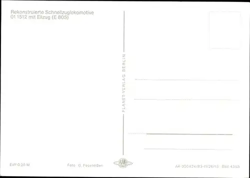 Ak Deutsche Eisenbahn, Dampflok, Schnellzuglokomotive 01 1512 mit Eilzug E 805