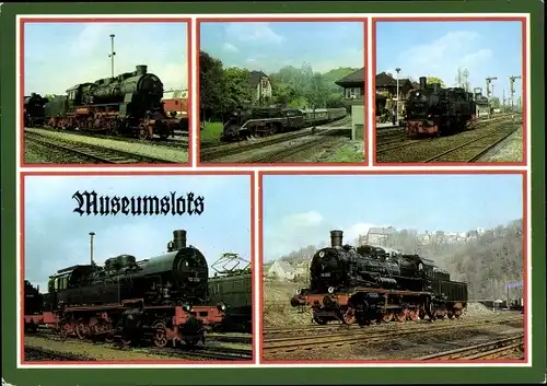 Ak Deutsche Eisenbahnen, Museumsloks, Dampflok, 58 261, 19 201, 74 1230, 93 230, 38 205